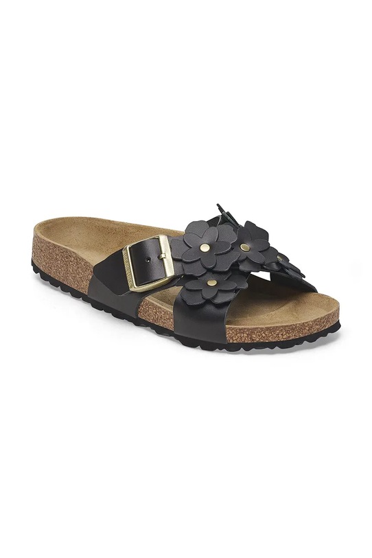 Birkenstock klapki skórzane Siena Flowers 1026734 czarny SS25