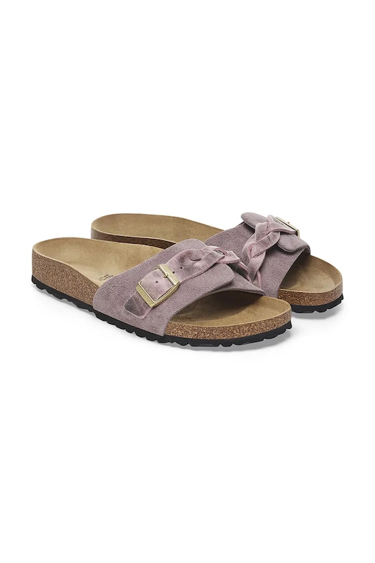 Birkenstock papucs velúrból Oita Braided lila 1029123