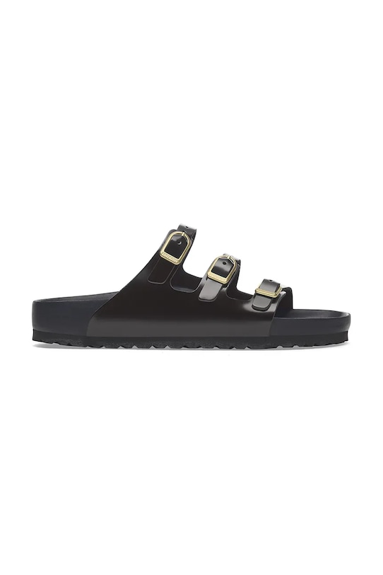 Birkenstock klapki skórzane Florida D-Buckle Exq płaski czarny 1029385