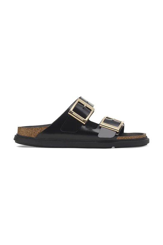 Kožené pantofle Birkenstock Arizona Droplet Buckle plochý černá 1029353