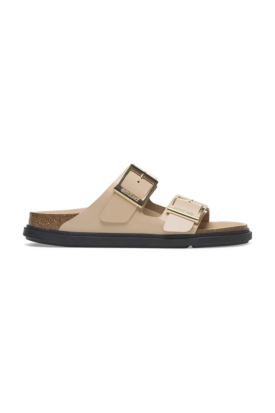 Kožené šľapky Birkenstock Arizona Droplet Buckle lakovaná koža béžová 1029386