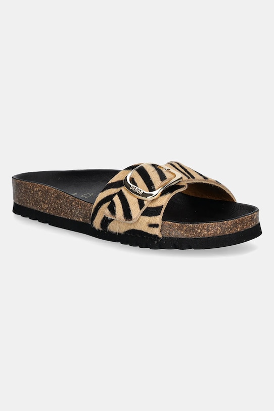 Scholl papuci din piele KATHLEEN piele întoarsă maro F300642331
