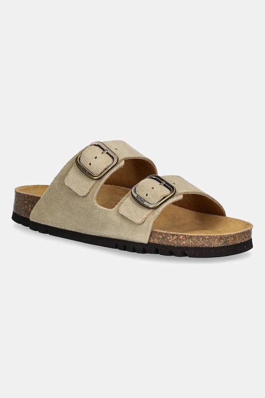 Scholl klapki zamszowe JOSEPHINE płaski beżowy F321651002