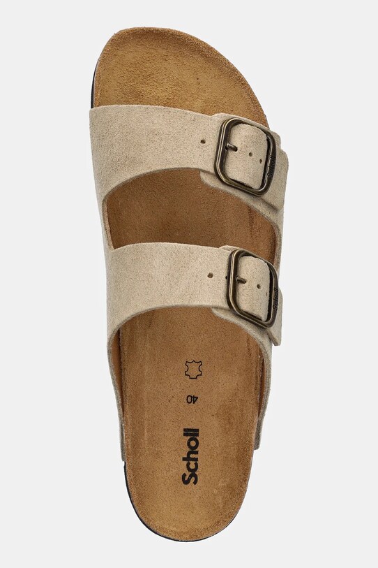 Scholl papuci din piele JOSEPHINE bej F321651002