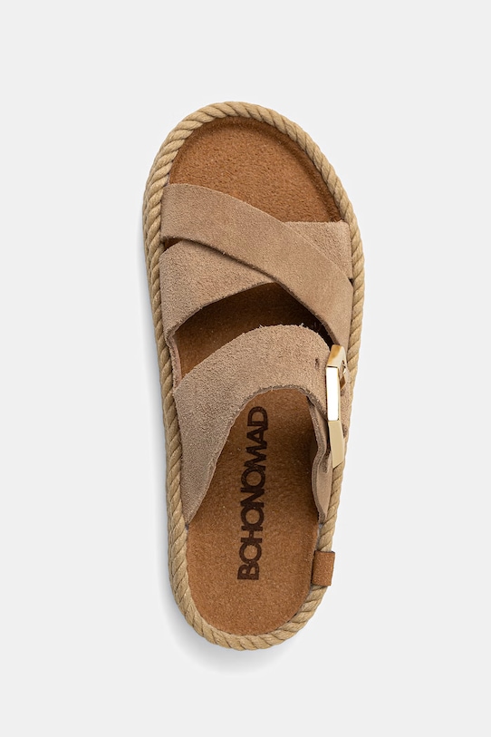 Bohonomad papuci espadrile de damă din piele întoarsă Sevilla bej SEV.12