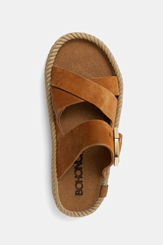 Bohonomad klapki espadrylowe damskie zamszowe Sevilla brązowy SEV.12