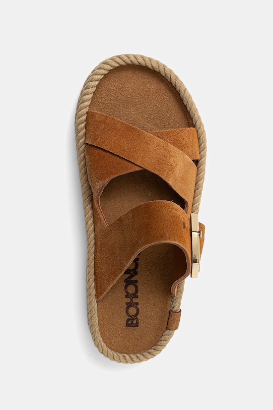 Bohonomad klapki espadrylowe damskie zamszowe Sevilla brązowy SEV.12