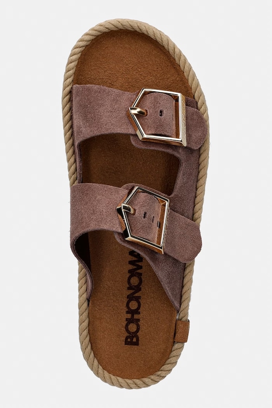 Bohonomad klapki espadrylowe damskie zamszowe Sydney brązowy SYD.12