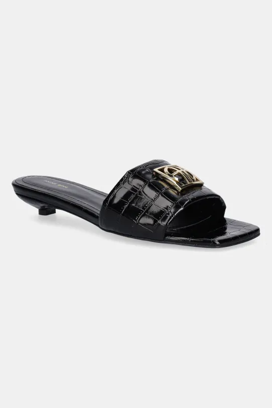 Anine Bing leather sliders Ria Sandals Monogram grain leather black A.14.10784
