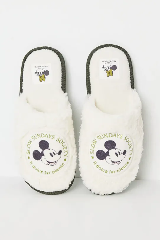 women'secret papucs MICKEY MOUSE FUR HOUSE SLIPPERS bézs 4999682