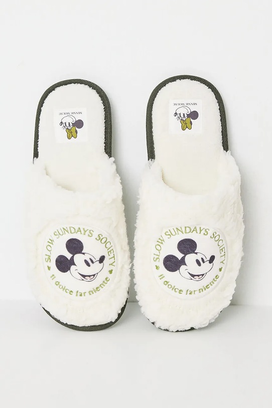 women'secret papuci de casa MICKEY MOUSE FUR HOUSE SLIPPERS bej 4999682