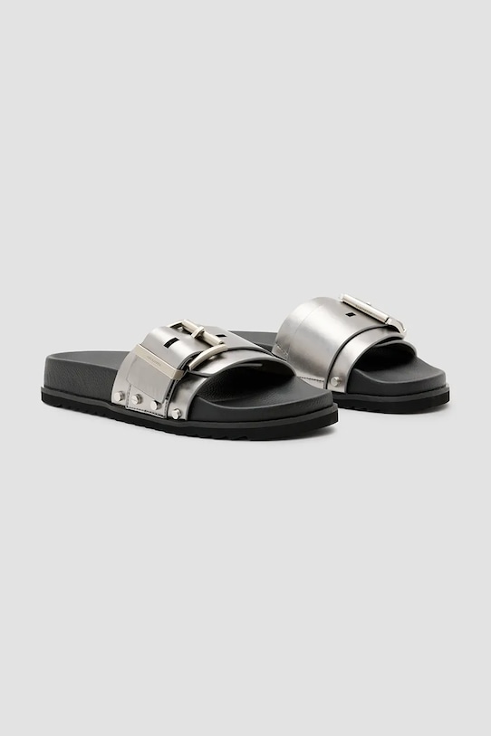 AllSaints klapki Ellie Stud Slider W039FC srebrny SS25