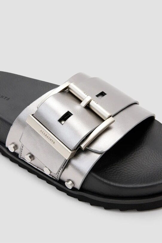 AllSaints klapki Ellie Stud Slider srebrny W039FC