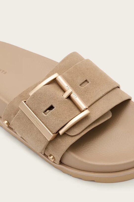 Шкіряні шльопанці AllSaints Ellie Stud Slider бежевий W040FC