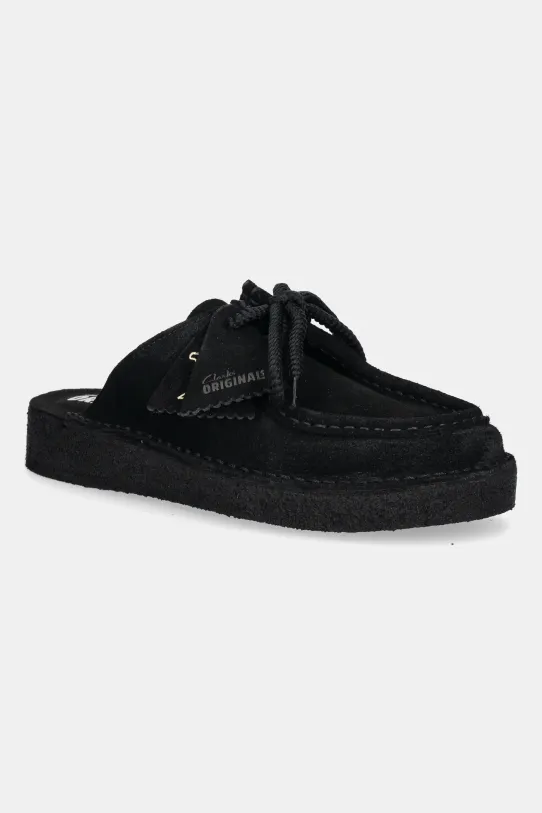 Semišové pantofle Clarks Originals Desert Nomad mules černá 26181109