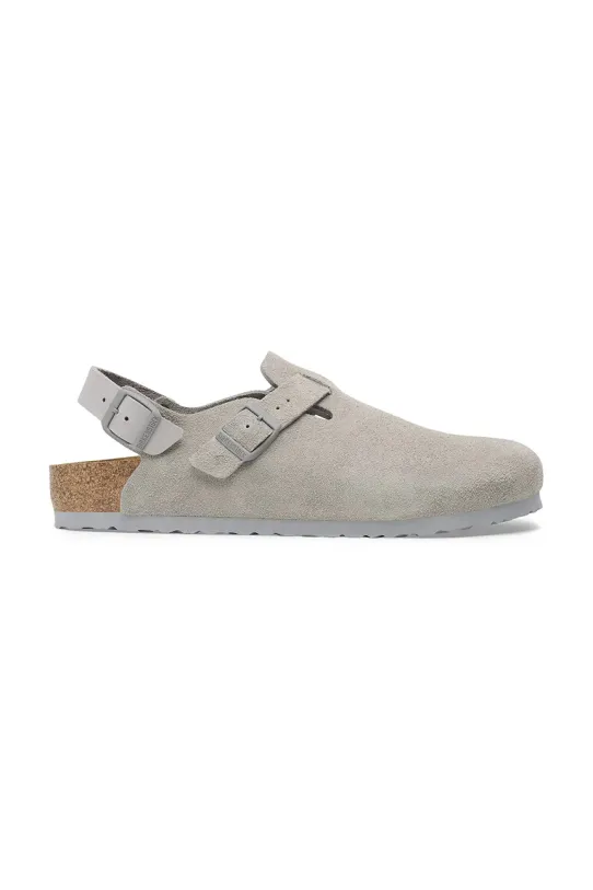 Birkenstock papuci din piele Tokio LEVE fără toc gri 1028329