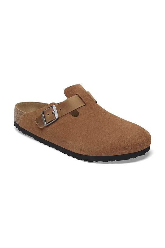 Birkenstock klapki zamszowe Boston LEVE/LEOI 1029185 brązowy SS25