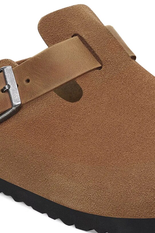 Obuwie Birkenstock klapki zamszowe Boston LEVE/LEOI 1029185 brązowy