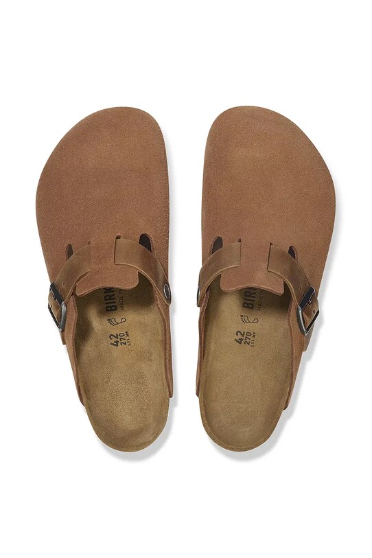 Birkenstock klapki zamszowe Boston LEVE/LEOI 1029185 brązowy