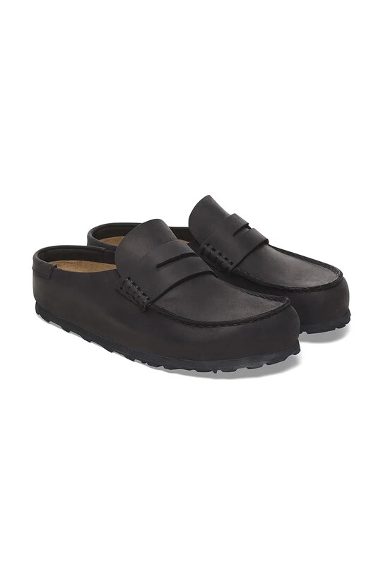 Birkenstock klapki skórzane Naples Wrapped LEOI czarny 1029694