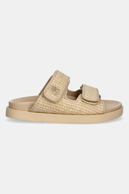 Pantofle Tommy Hilfiger TH DOUBLE STRAP RAFFIA SANDAL FW0FW08940 béžová SS25