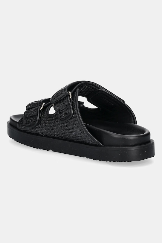 Încălțăminte Tommy Hilfiger papuci TH DOUBLE STRAP RAFFIA SANDAL FW0FW08940 negru