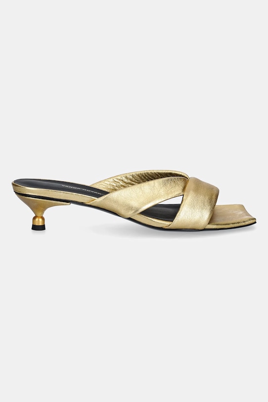 Δερμάτινες παντόφλες Vanda Novak Maya έως 5 cm χρυσαφί Maya.Platinum.Gold