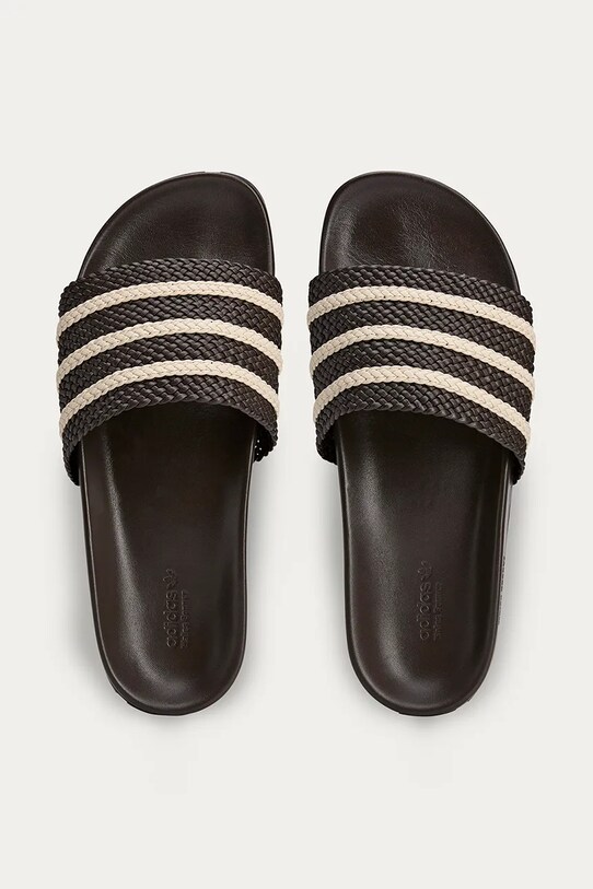 adidas Originals papuci de piele x Wales Bonner Adilette maro JR0229