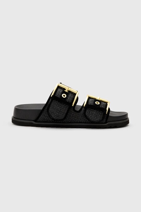 AllSaints papuci Sian Raffia Sandal piele întoarsă negru W090FC