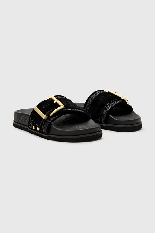 AllSaints klapki Ellie Raffia Slider W094FC czarny SS25