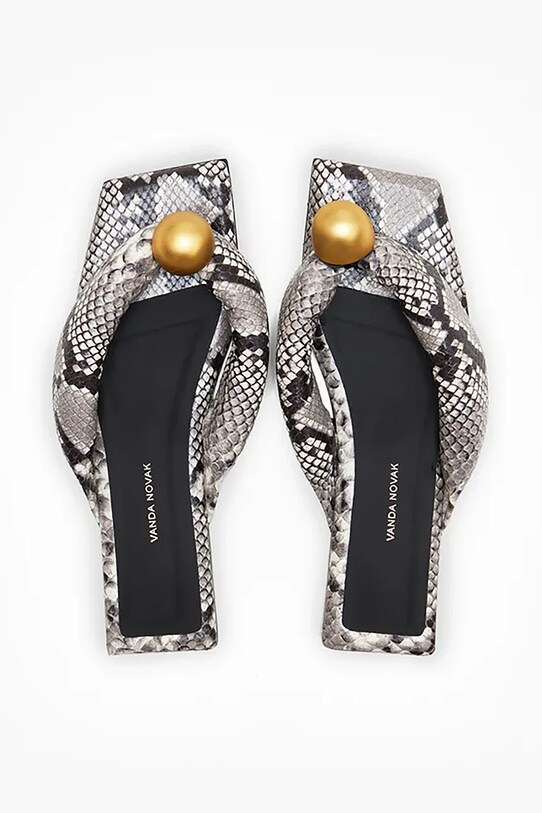 Vanda Novak infradito in pelle Florence Gray Python grigio Florence.Gray.Python