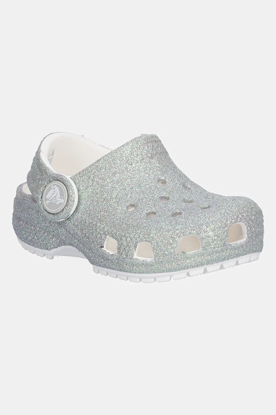 Crocs klapki CLASSIC IRIDESCENT GLITTER CLOG KIDS srebrny 210985.CROCS.CLASSIC.IR