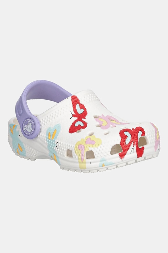 Crocs șlapi copii CLASSIC BUTTERFLY GRAPHIC CLOG T alb 211263.CROCS.CLASSIC.BU
