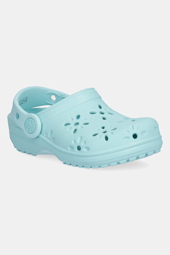 Pantofle Crocs CLASSIC FLORAL CUT OUT CLOG KIDS tyrkysová 210944.CROCS.CLASSIC.FL