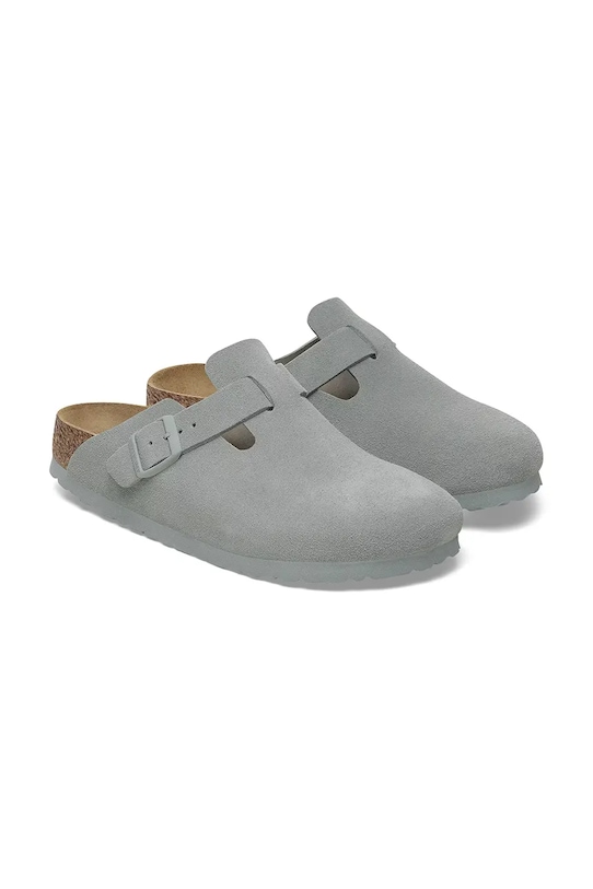 Birkenstock papuci din piele Boston albastru 1029212