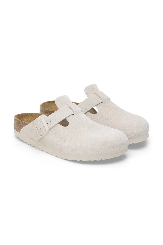 Birkenstock klapki zamszowe Boston SFB biały 1027667