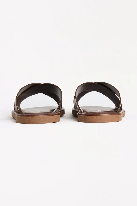 Încălțăminte Karl Lagerfeld slapi de piele KASTOR III KL70214.044 maro