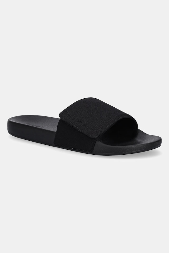 Šľapky Calvin Klein ADJ POOL SLIDE CANVAS LOGO Planet friendly čierna HM0HM01749