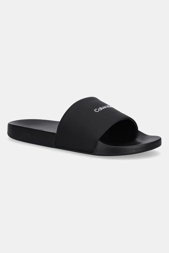 Šľapky Calvin Klein POOL SLIDE W/ CK SQUARE textilný čierna HM0HM01754