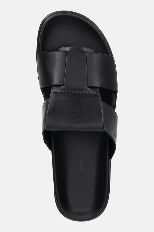 Calvin Klein papuci LUG SANDAL DOUBLE T LTH negru HM0HM01734