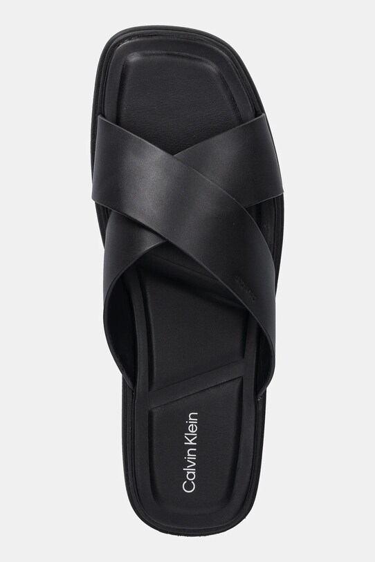 Δερμάτινες παντόφλες Calvin Klein CRISS CROSS SANDAL μαύρο HM0HM01737