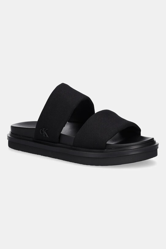 Calvin Klein Jeans papucs FLAT MOLDED DBL BAR SANDAL CV szintetikus fekete YM0YM01222