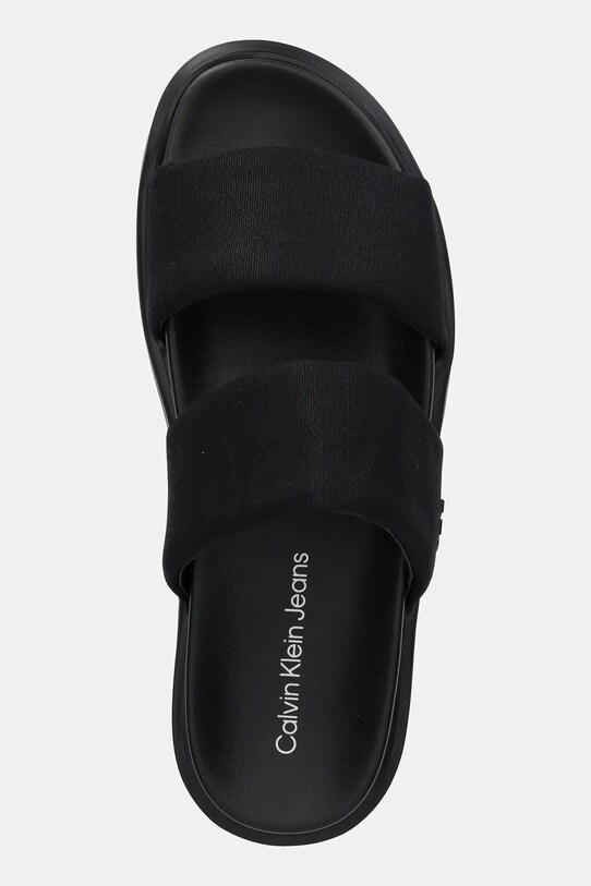 Calvin Klein Jeans papucs FLAT MOLDED DBL BAR SANDAL CV fekete YM0YM01222