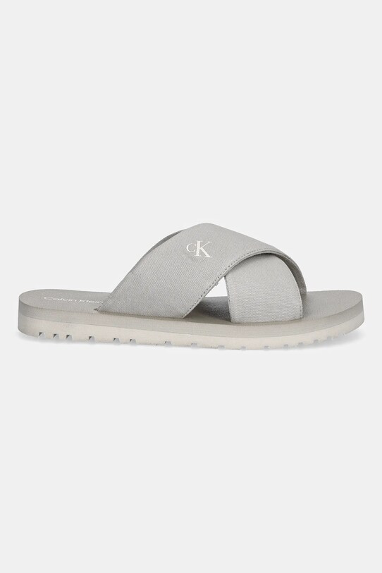 Calvin Klein Jeans papuci CROSS SANDAL CRXS TX YM0YM01223 gri SS25
