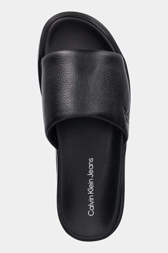 Pantofle Calvin Klein Jeans FLAT MOLDED SLIDE SANDAL LTH černá YM0YM01225