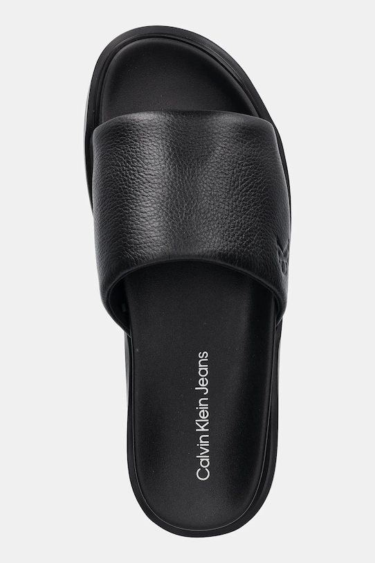 Šľapky Calvin Klein Jeans FLAT MOLDED SLIDE SANDAL LTH čierna YM0YM01225