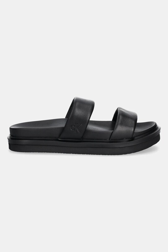 Παντόφλες Calvin Klein Jeans FLAT MOLDED DOUBLEBAR SANDAL LTH YM0YM01226 μαύρο SS25