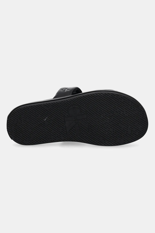 Παντόφλες Calvin Klein Jeans FLAT MOLDED DOUBLEBAR SANDAL LTH YM0YM01226 μαύρο