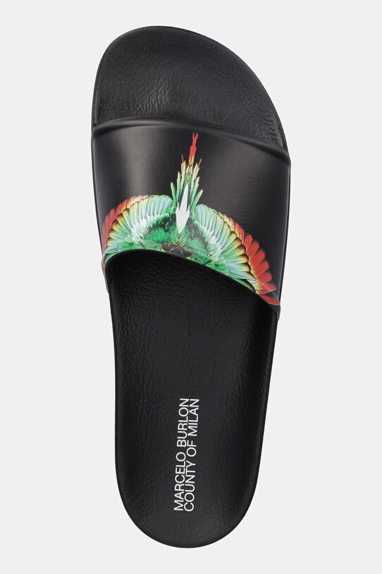 Marcelo Burlon klapki Icon Wings Sliders Black Multicolor czarny CMIC001S25MAT0011084