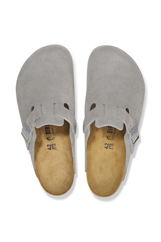 Birkenstock suede sliders Boston LEVE 1027688 gray